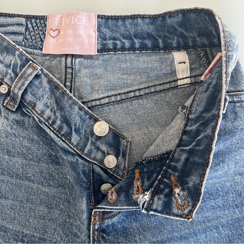 Revice V Cut Jeans Women’s Straight Leg Vintage Wash Trendy Denim - Picture 7 of 16
